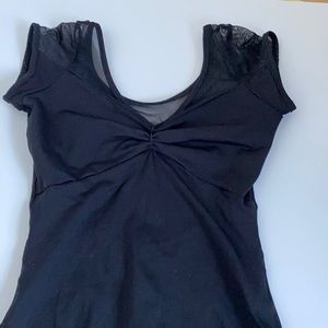 Pinch front leotard with mesh